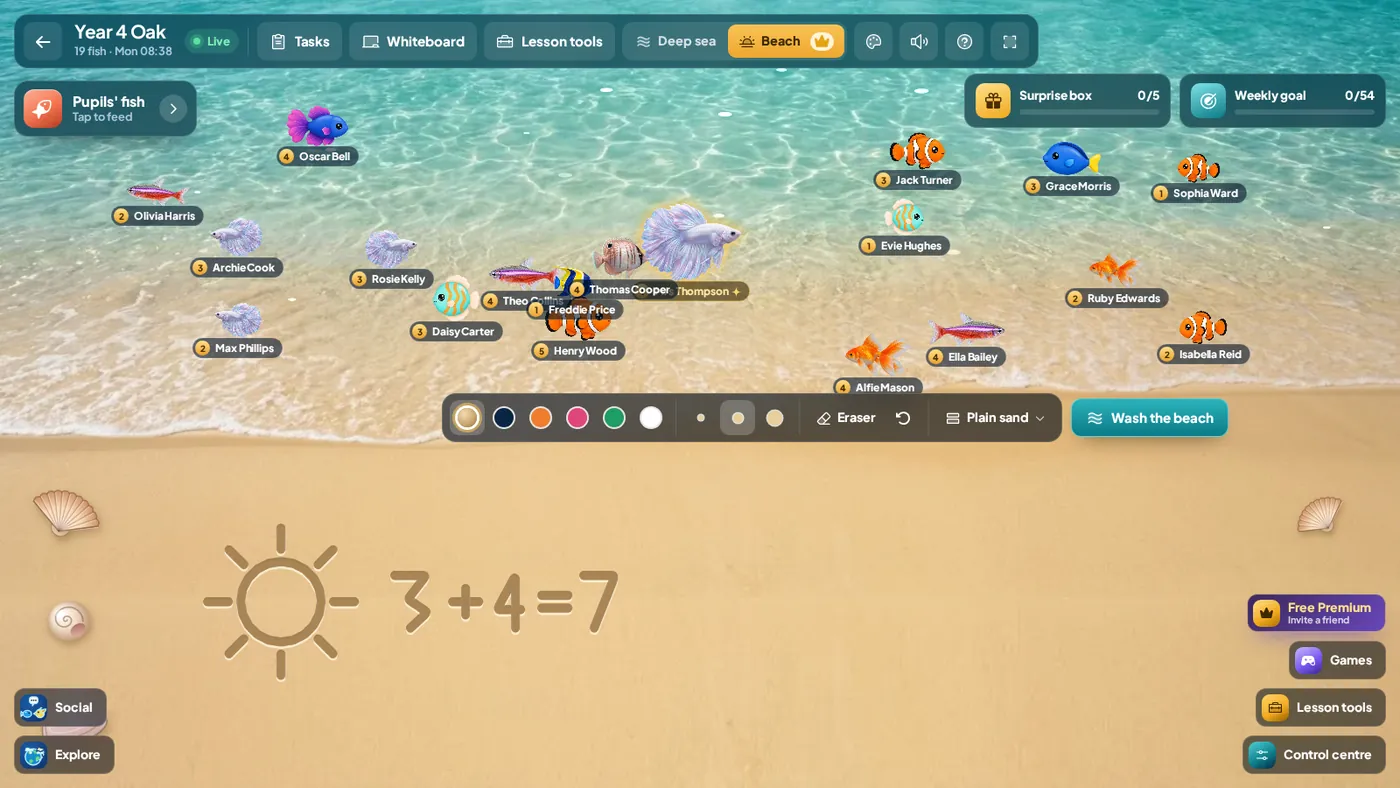 Beach writing: interactive board screenshot